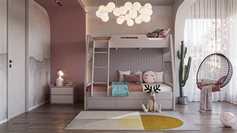 Ryškių spalvų derinys vaikų kambaryje