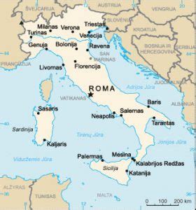 Žemėlapis, rodantis Italijos regionus su žemiausiu gimstamumu