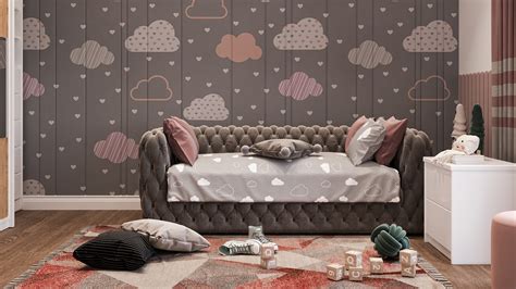 Vaiko kambarys su spalvingu „puzzle“ tipo kilimėliu