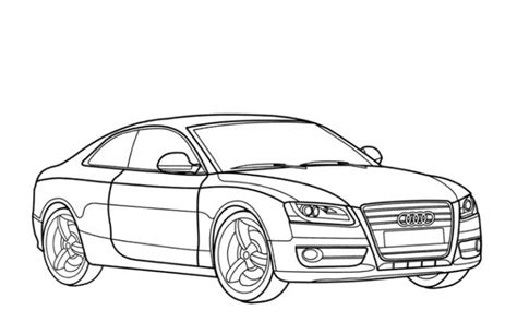 Įvairūs automobilių modeliai (Audi, BMW, Ferrari) piešiniai spalvinimui