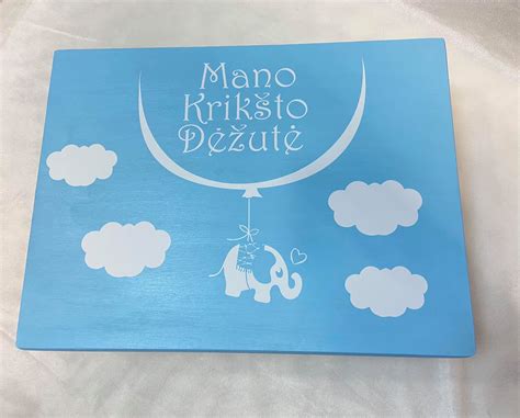 Gimimo lėkštė su drambliuku ir vardu ant širdelės