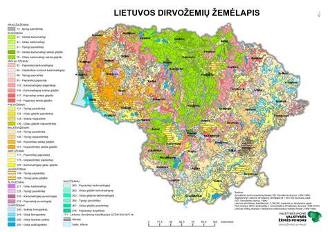 Žemėlapis su Lietuvos dirvožemių tipų pasiskirstymu