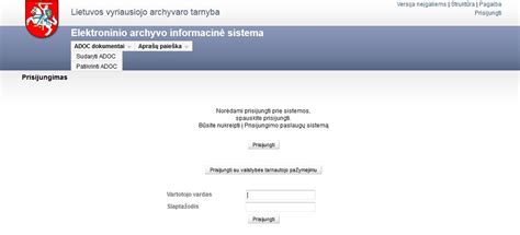 Sodros Gyventojų portalo prisijungimo langas