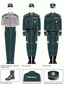 Policininkės uniformos detalių koliažas