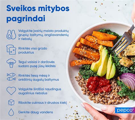 Infografika, iliustruojanti sveikos mitybos principus nėštumo metu, su pavyzdžiais, ko vengti ir ką įtraukti į racioną.