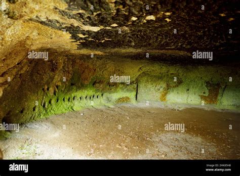Ancient stone cellar dug into tuff rock