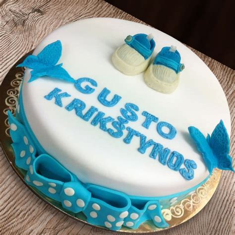 gražus krikštynų tortas berniukui