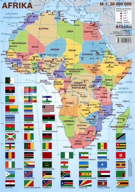 Afrikos žemėlapis su demografiniais rodikliais