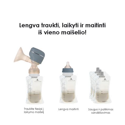 Pientraukis ir motinos pieno laikymo indelis