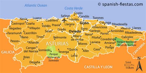 Map of Asturias region in Spain