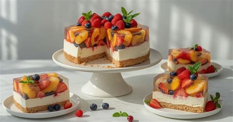 Įvairių skonių želė gabalėliai torto viduje