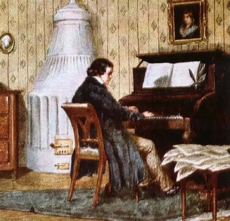 Jaunas Johannesas Brahmsas sėdintis prie fortepijono