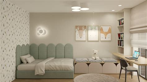 Erbesi vaikiško kambario interjeras su pasakų personažais