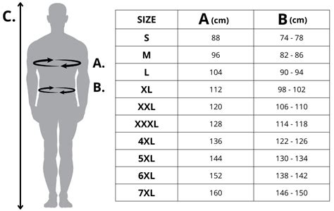 Dydžių lentelė vyriškiems apatiniams