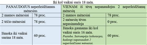 Schema: Neperleidžiamų vaiko priežiūros mėnesių panaudojimo galimybės