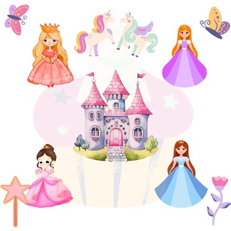 Pasakų iliustracijos su šviesiaplaukėmis princesėmis