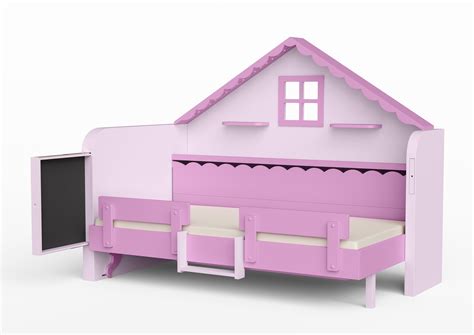 Rožinė vaikiška lova-namelis