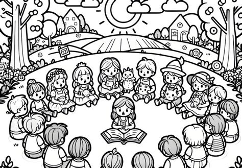 vaikai sėdi ratu ir kalbasi